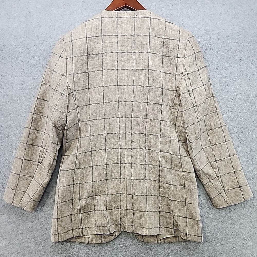 VTG Fausta Bianchi Womens Wool Alpaca Tan Plaid Blazer Jacket ITALY Cashmere - Picture 16 of 16